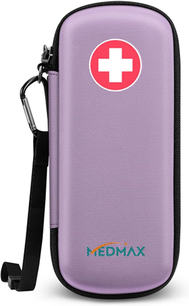 MEDMAX Epipen Medical Carrying Case, Hard Shell EVA Shock Absorption Travel Medication Organizer Bag Emergency Medical Pouch Holds 2 EpiPens, Asthma Inhaler, Auvi-Q, Allergy Supplies (Lavender Purple) - Image 1